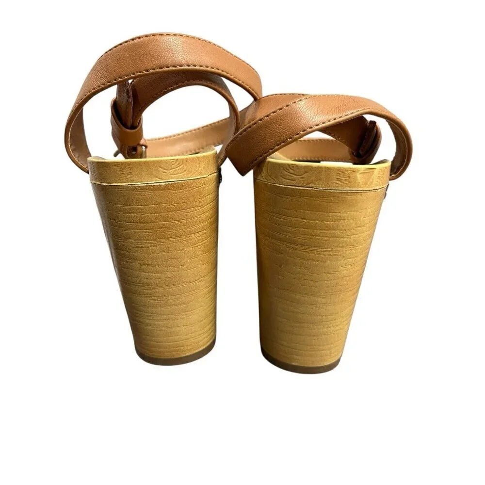 Sam & Libby Cassandra Sandal Indigo Wooden Platform Heel Women's 8.5 Y2K Style